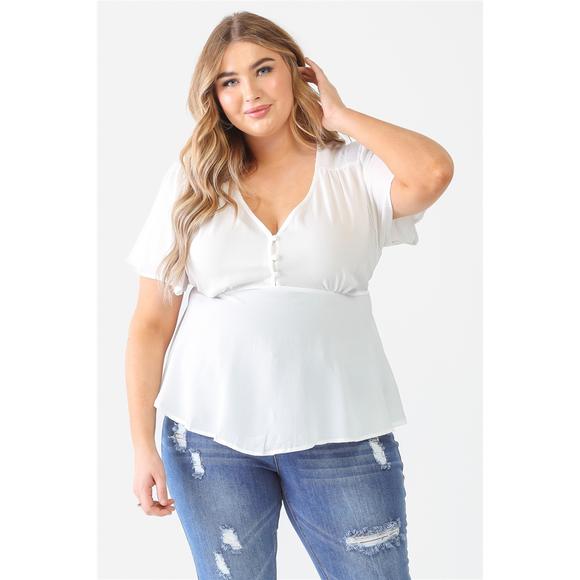 Rachell`s Boutique Tops - Plus Tie Detail Flare Top